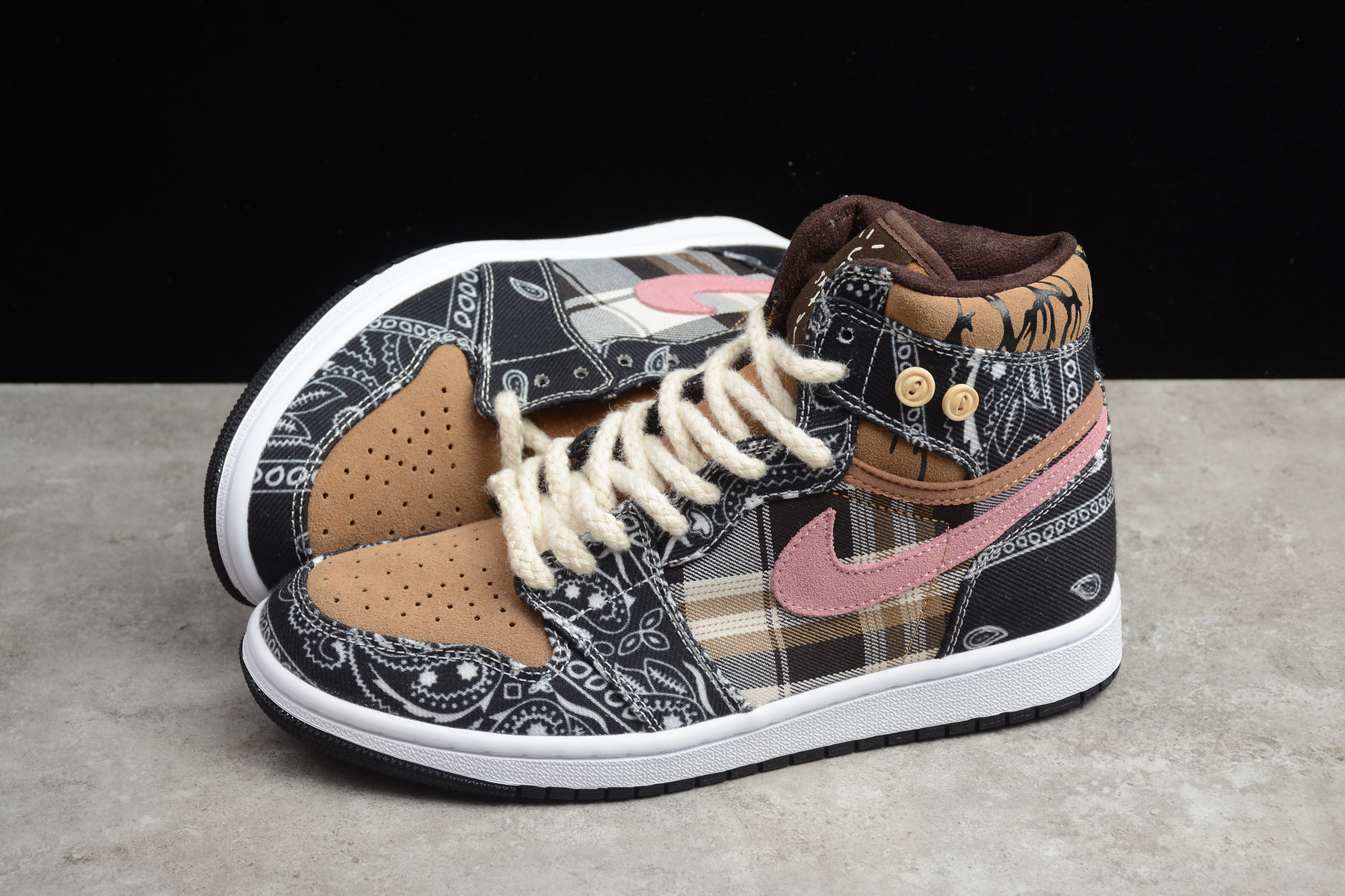 2020 Air Jordan 1 Brown Black White Pink Shoes